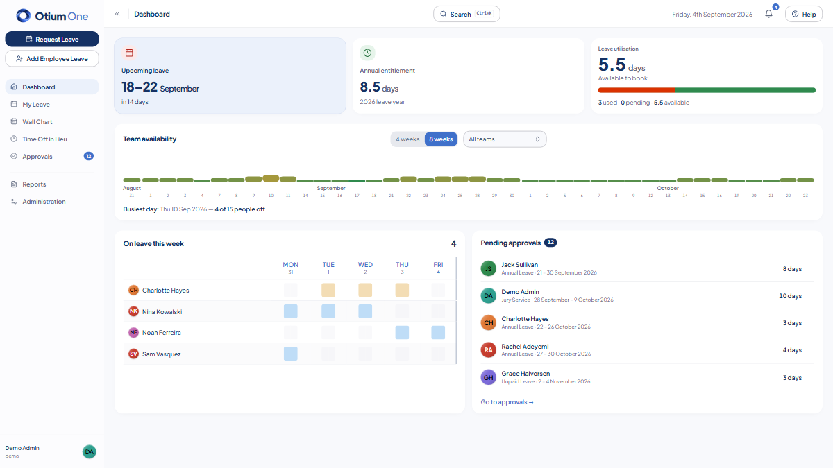 Otium One in the Otium One (light) theme